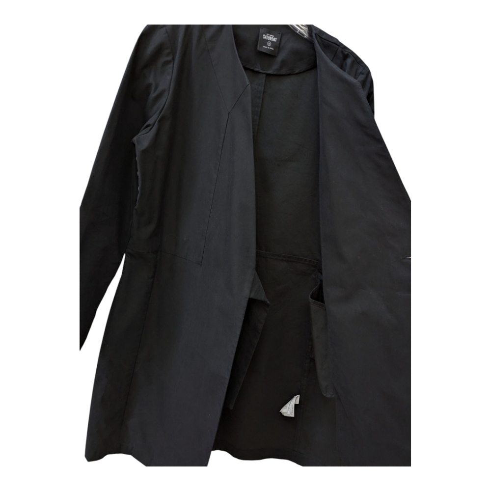 Kate Spade Saturday Black Trench Coat Wrap Professional Sz S - Picture 7 of 8